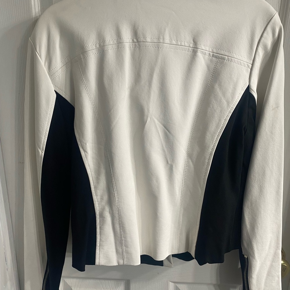 INC International Concepts Black and White Leather Jacket - Picture 5 of 8